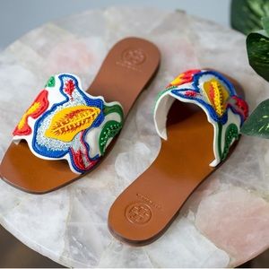 Tory Burch Bianca tropical flat slide sandals size 5